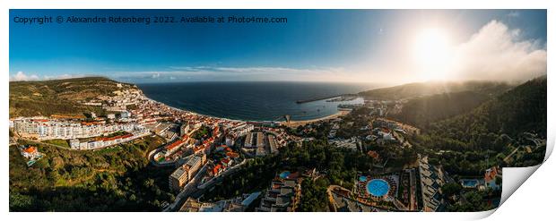 Aerial panoramic biew of the Sesimbra, Portugal Print by Alexandre Rotenberg
