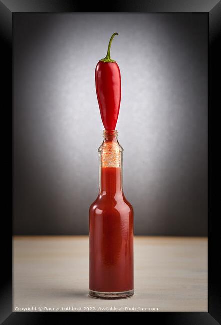 Hot sauce and chili peppers Framed Print by Ragnar Lothbrok