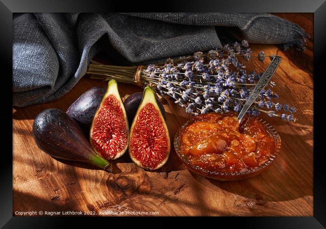Figs and jam on a wooden board Framed Print by Ragnar Lothbrok