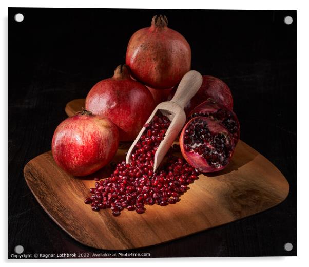 Fresh pomegranate fruits and seeds Acrylic by Ragnar Lothbrok