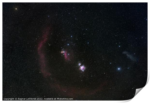 Barnard region with all nebulae, Betelgeuse and Rigel Print by Ragnar Lothbrok