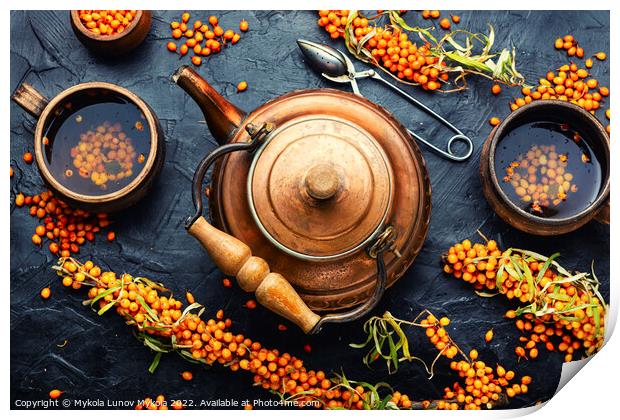 Vitamin tea with sea buckthorn. Print by Mykola Lunov Mykola
