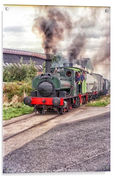 Mighty Steam Freight Train Acrylic by Rodney Hutchinson