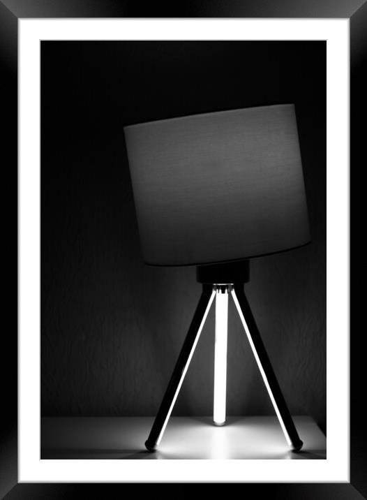 Desk Lamp in monochrome Framed Mounted Print by Jonathan Thirkell