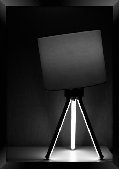 Desk Lamp in monochrome Framed Print by Jonathan Thirkell