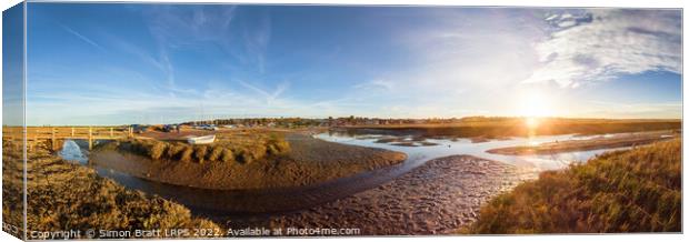 Blakeney quay Norfolk UK panoramic Canvas Print by Simon Bratt LRPS