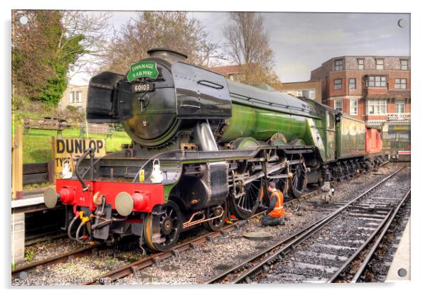 Flying Scotsman at Swanage Acrylic by Rob Hawkins