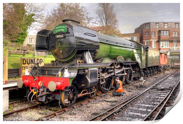 Flying Scotsman at Swanage Print by Rob Hawkins