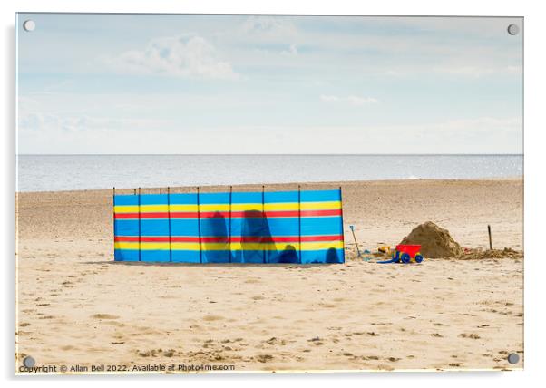 Windbreak on south beach Lowestoft Acrylic by Allan Bell