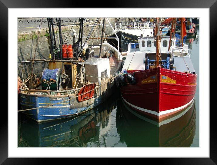 Fishing Boats at Troon Framed Mounted Print by George Moug