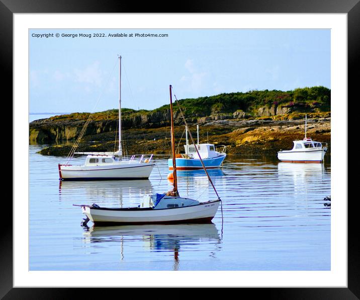 Small boats in Millport Bay, Isle of Cumbrae, Scotland Framed Mounted Print by George Moug