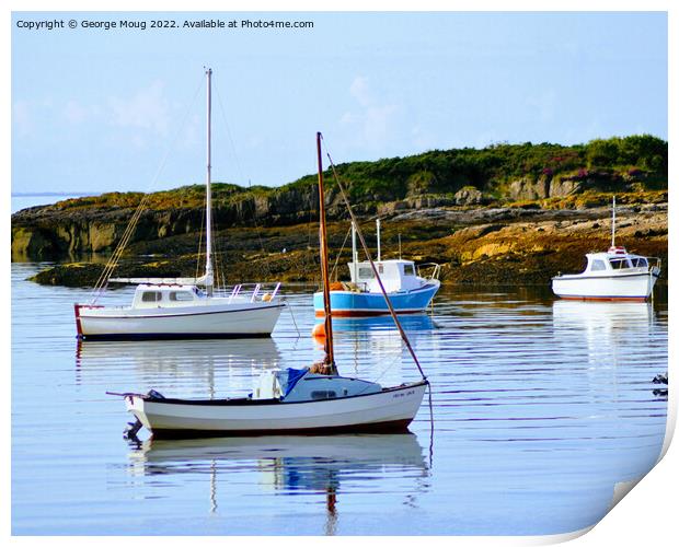 Small boats in Millport Bay, Isle of Cumbrae, Scotland Print by George Moug
