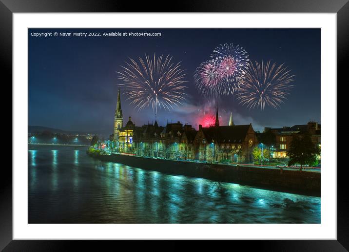 Fireworks over Perth  Framed Mounted Print by Navin Mistry