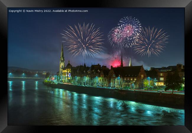 Fireworks over Perth  Framed Print by Navin Mistry