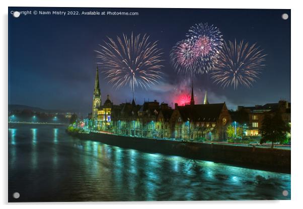 Fireworks over Perth  Acrylic by Navin Mistry