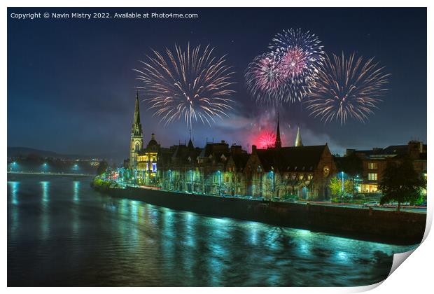 Fireworks over Perth  Print by Navin Mistry