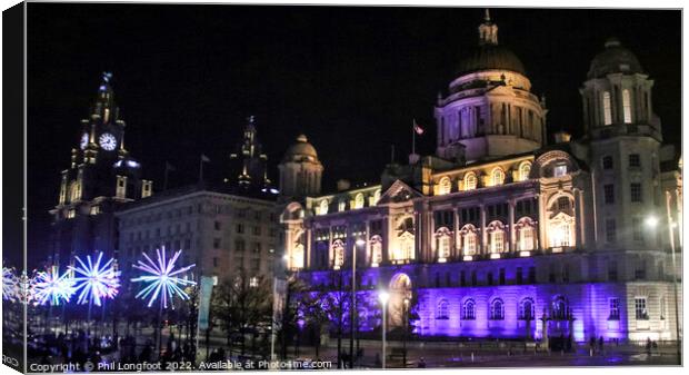 Three Graces Liverpool  Canvas Print by Phil Longfoot