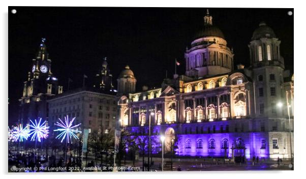 Three Graces Liverpool  Acrylic by Phil Longfoot