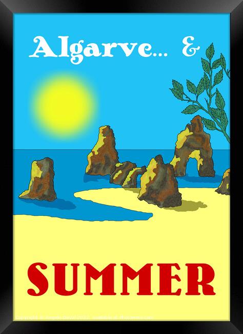 Algarve and Summer. Vintage Mosaic Illustration Framed Print by Angelo DeVal