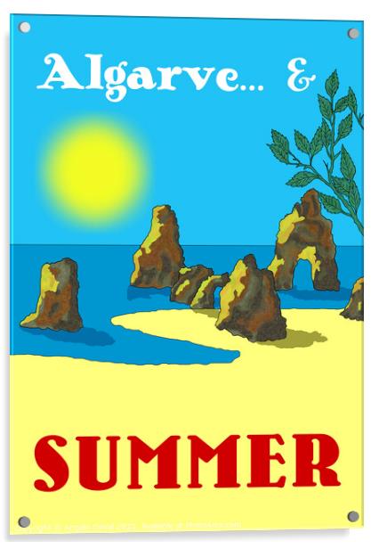 Algarve and Summer. Vintage Mosaic Illustration Acrylic by Angelo DeVal