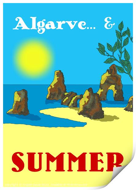 Algarve and Summer. Vintage Mosaic Illustration Print by Angelo DeVal