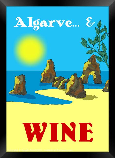 Algarve and Wine. Vintage Mosaic Illustration Framed Print by Angelo DeVal