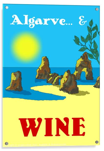 Algarve and Wine. Vintage Mosaic Illustration Acrylic by Angelo DeVal