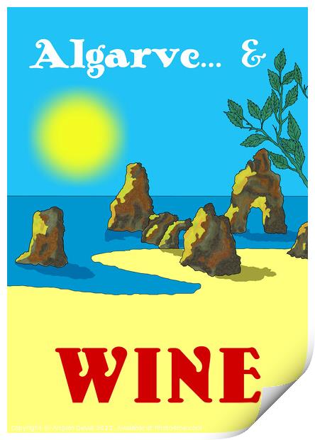 Algarve and Wine. Vintage Mosaic Illustration Print by Angelo DeVal