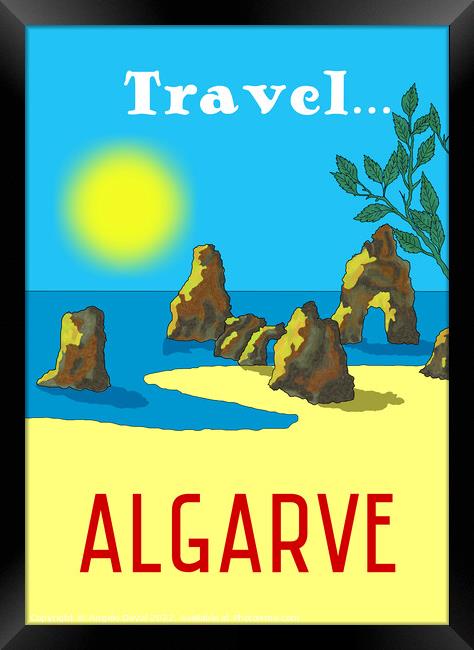 Travel Algarve. Vintage Mosaic Illustration Framed Print by Angelo DeVal