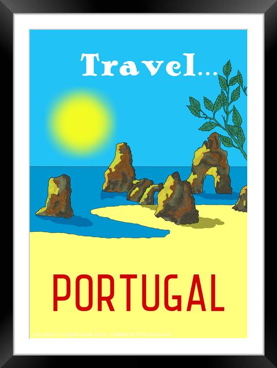 Travel Portugal. Vintage Mosaic Illustration Framed Mounted Print by Angelo DeVal