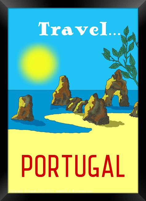 Travel Portugal. Vintage Mosaic Illustration Framed Print by Angelo DeVal