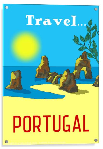 Travel Portugal. Vintage Mosaic Illustration Acrylic by Angelo DeVal