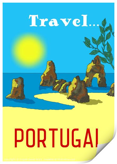 Travel Portugal. Vintage Mosaic Illustration Print by Angelo DeVal