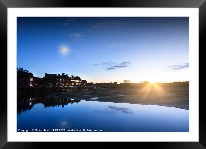 Blakeney quay at dusk with blue evening light Framed Mounted Print by Simon Bratt LRPS
