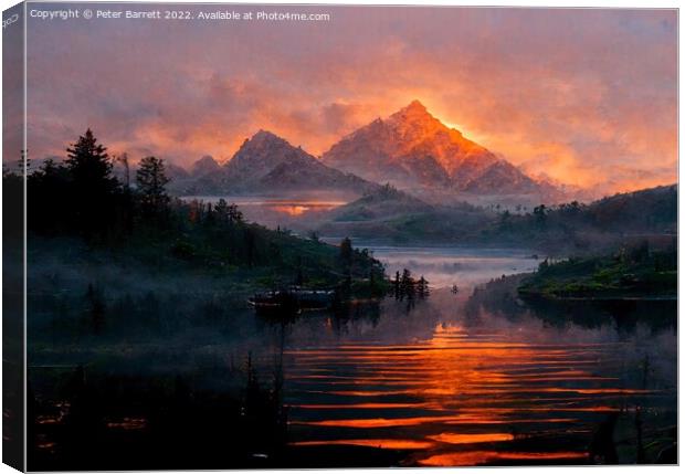 Mountain sunset Canvas Print by Peter Barrett