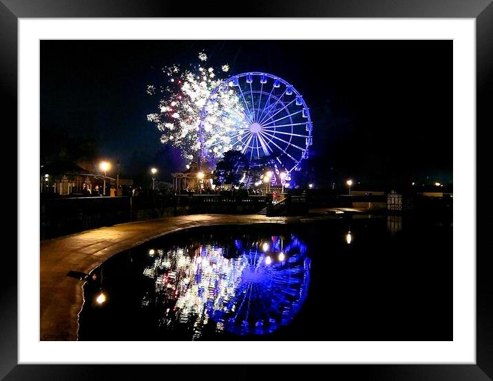 Southport Big Wheel Fireworks Framed Mounted Print by Michele Davis