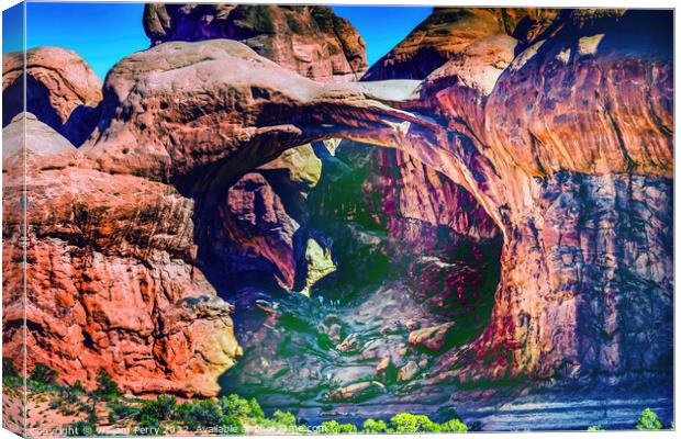 Double Arch Canyon Windows Arches National Park Moab Utah Canvas Print by William Perry