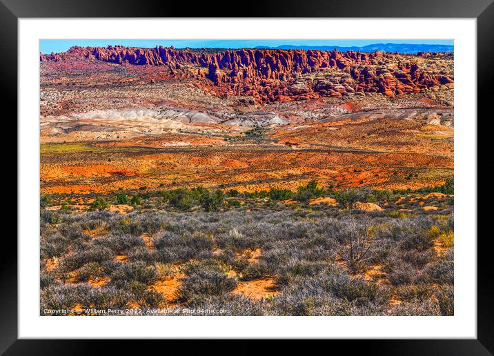 Colorful Painted Desert Fiery Furnace Arches National Park Moab  Framed Mounted Print by William Perry