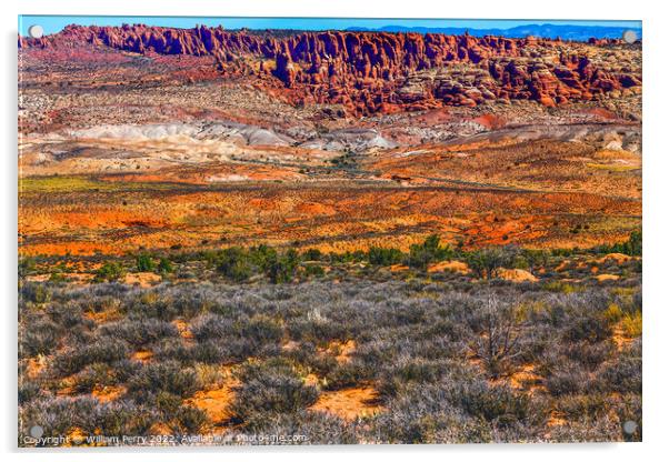 Colorful Painted Desert Fiery Furnace Arches National Park Moab  Acrylic by William Perry