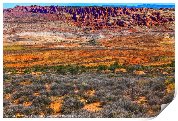Colorful Painted Desert Fiery Furnace Arches National Park Moab  Print by William Perry
