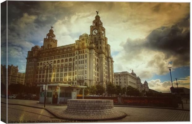 Liverpool Royal Liver Building Canvas Print by Alison Chambers