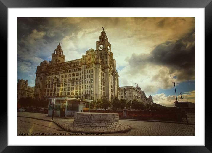Liverpool Royal Liver Building Framed Mounted Print by Alison Chambers