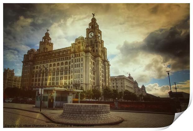 Liverpool Royal Liver Building Print by Alison Chambers