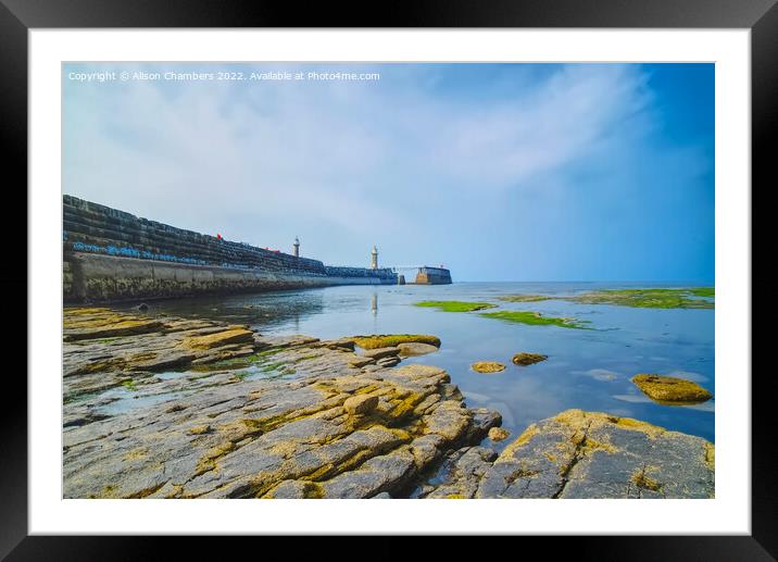Whitby At Low Tide Framed Mounted Print by Alison Chambers