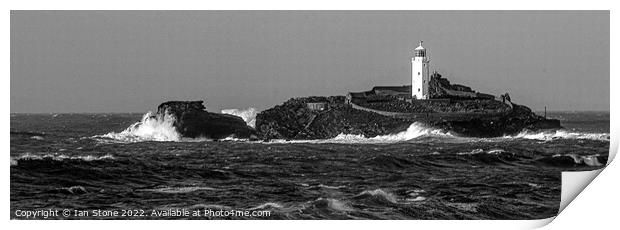 Godrevy lighthouse panorama  Print by Ian Stone