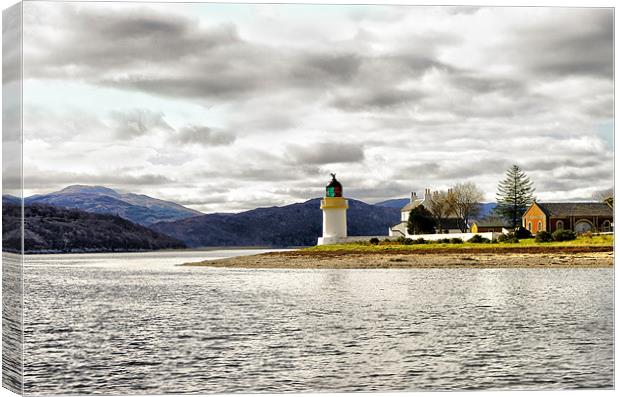 Corran Lighthouse, Loch Linnhe Canvas Print by Jacqi Elmslie