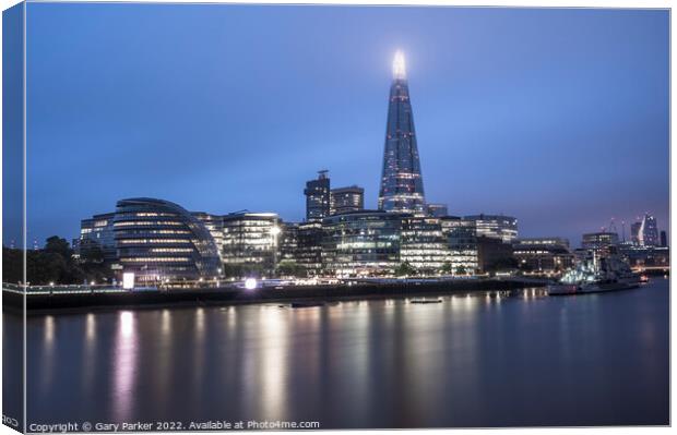 London Skyline at Night Canvas Print by Gary Parker
