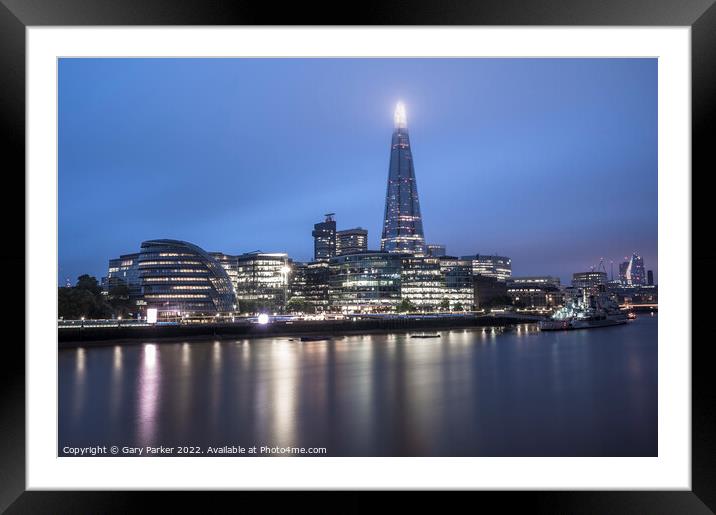 London Skyline at Night Framed Mounted Print by Gary Parker