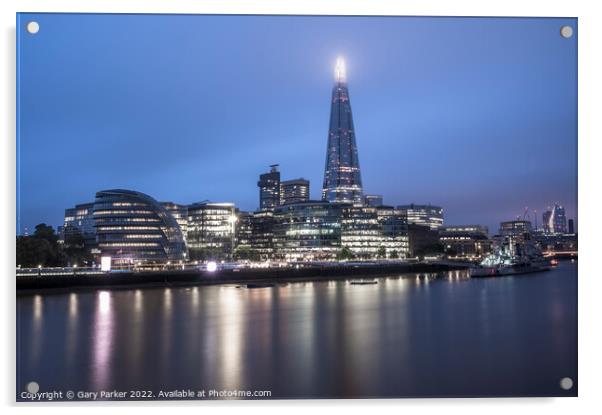 London Skyline at Night Acrylic by Gary Parker