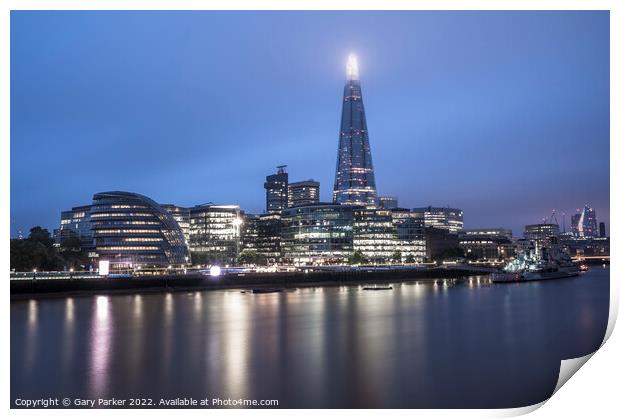 London Skyline at Night Print by Gary Parker